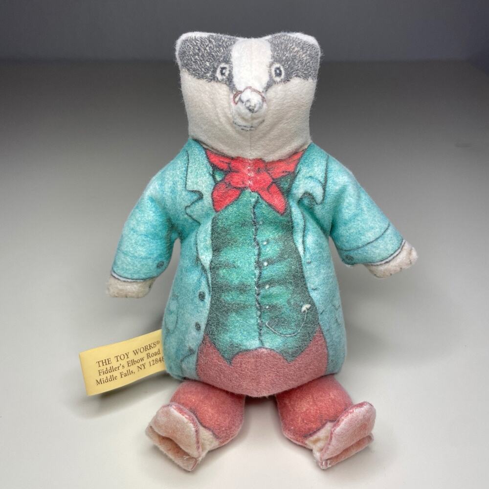 Vintage The Wind in the Willows Badger Bean Bag Plush 7” The Toy Works 1981